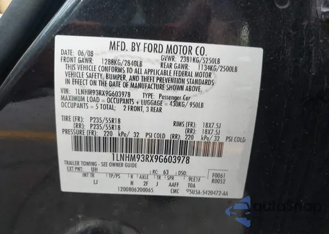 2009 Lincoln Mks z USA, uszkodzony, nr VIN 1LNHM93RX9G603978